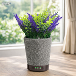 Difuzor aromaterapie tip ghiveci 3 in 1 RAZO, Umidificator Aer, Lumina LED 7 culori, Difuzor uleiuri esentiale, Alimentare USB, Negru