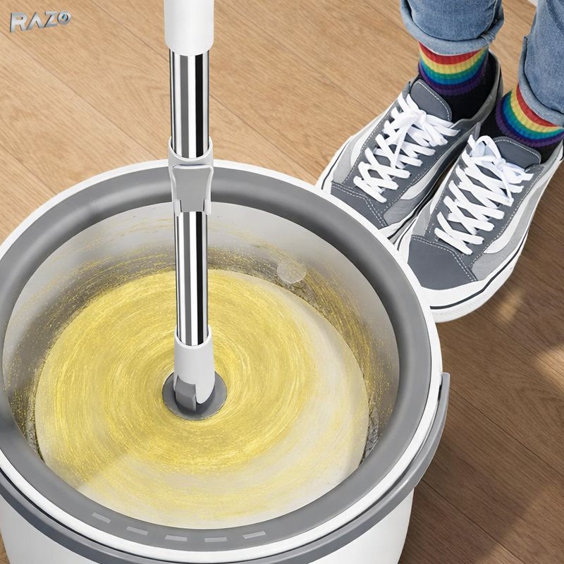 Mop rotund cu laveta din microfibra RAZO, Mop pentru curatarea podelelor, Absorbtie ridicata