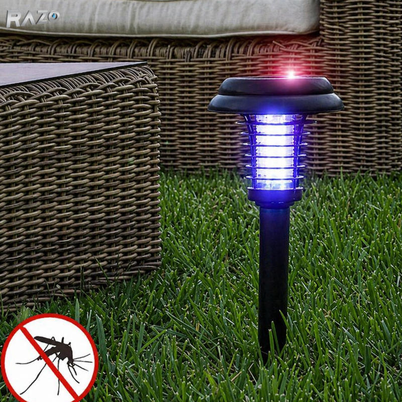 Lampa solara LED si UV anti tantari 2 in 1 RAZO, Iluminare alba, Eliminare insecte cu functie automata, Alimentare solara fara cabluri, Autonomie ridicata, Design rezistent