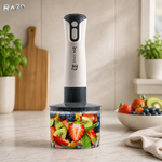 Blender de mana 5 in 1 2000W RAZO, Multifunctional, Lame inox rezistente, 2 viteze pentru control optim, Preparare rapida, Design ergonomic