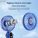 Ventilator mini portabil cu suport telefon RAZO, Reincarcabil USB, 5 viteze, Racire eficienta, Flux de aer reglabil, Design compact, Silentios, Autonomie ridicata, Bej