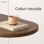 Masa laterala ovala de cafea tip C RAZO, Blat maro, Cadru metalic, Multifunctionala pentru living, dormitor, 61x47x30 cm, Maro
