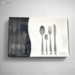 Set tacamuri 24 piese inox premium RAZO, Design elegant, pentru masa zilnica si festiva, Negru
