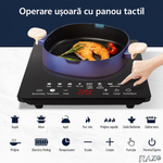 Plita electrica cu inductie 2200W RAZO, Control touch, Timer reglabil, Gatit rapid, Distributie uniforma a caldurii, Programe multipl, Protectie supraincalzire, Design compact