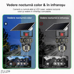 Camera supraveghere solara PRO 6MP RAZO, 4G, Baterie reincarcabila, Vedere nocturna color, Detectie miscare, Tracking uman, Audio bidirectional, Panou solar, IP66