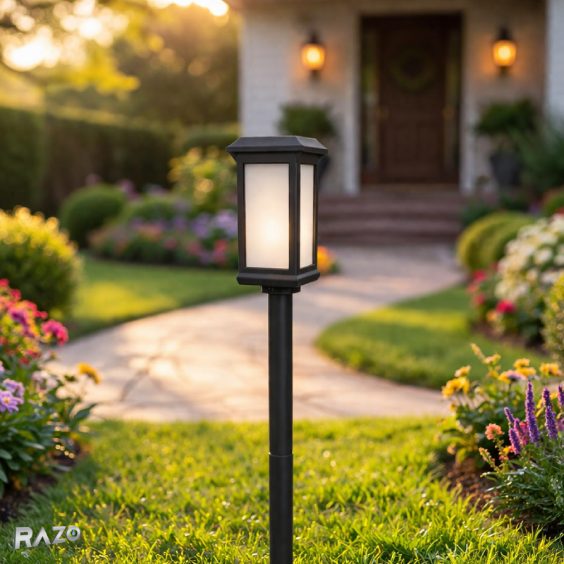 Lampa solara gradina RAZO, Incarcare automata, LED, Lumina calda, Iluminat exterior elegant, 55x8x8 cm