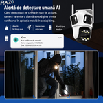 Camera supraveghere WiFi 360 RAZO, Multi lentila cu AI detectie, Night vision color, Monitorizare completa, Vizualizare live pe telefon, Detectie persoane, Tracking automat, Notificari instant, Audio bidirectional, Alarma integrata