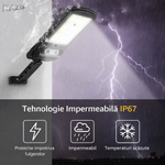 Lampa stradala cu incarcare solara RAZO, 6 leduri, Telecomanda inclusa, LED cu senzor, Iluminat exterior puternic, Rezistenta la intemperii