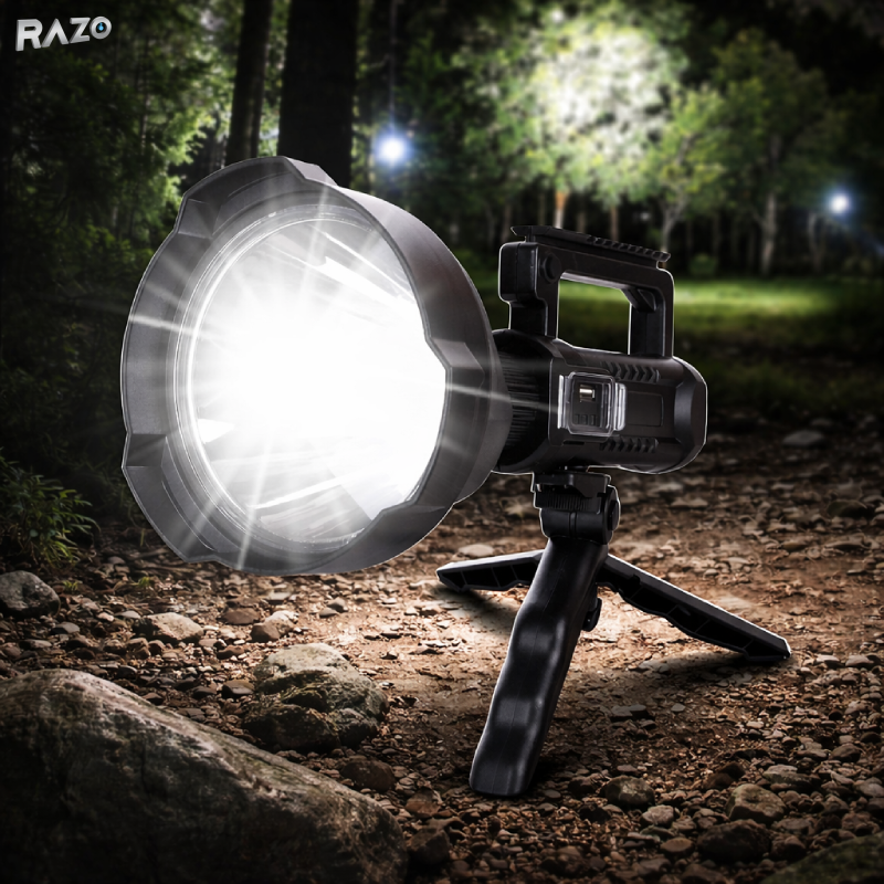 Lanterna LED RZ Light 10W RAZO, Baterie 1200mAh, 4 moduri iluminare, Incarcare USB, Trepied inclus