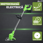 Motocoasa electrica cu 2 acumulatori RAZO, 48V, 4000 mAh, 18000 RPM, Tija telescopica, Multifunctionala, Autonomie extinsa, Wireless