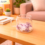 Cana sticla pereti dubli Violet 250 ml RAZO, Flori uscate naturale, Design elegant decorativ, Flori violete, albe