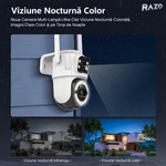 Camera supraveghere IP66 WiFi 6MP RAZO, Exterior interior, Vedere nocturna color, Detectie miscare, Tracking uman, Audio bidirectional, Rezistenta, Monitorizare telefon