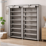 Dulap pantofi dublu cu husa RAZO, 7 niveluri, Capacitate 40kg, Oganizator incaltaminte, Structura metalica rezistenta, Gri