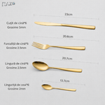 Set tacamuri 24 piese inox premium RAZO, Design elegant, pentru masa zilnica si festiva, Auriu