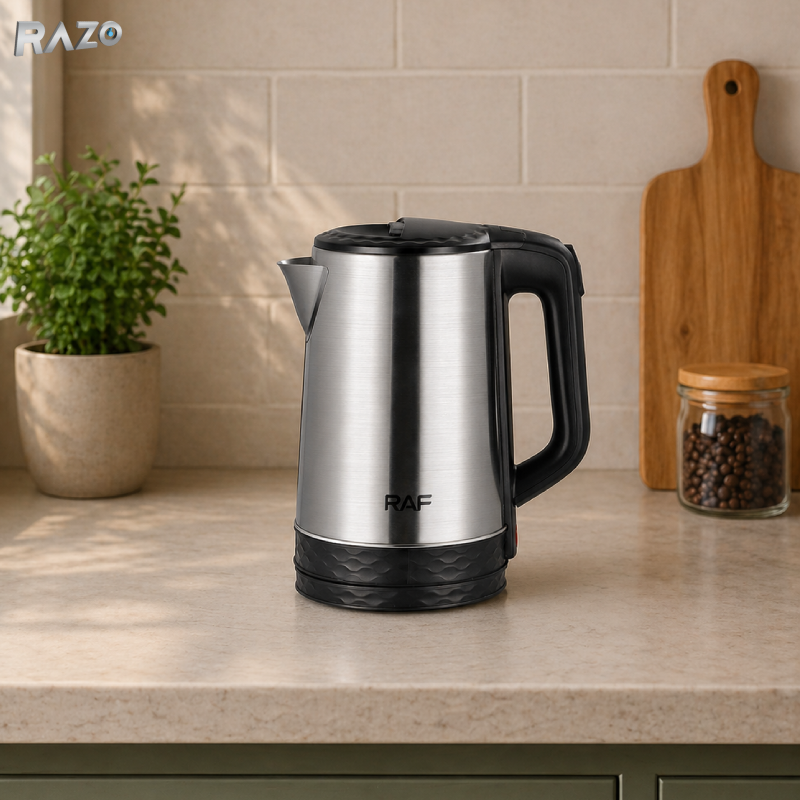 Fierbator electric 2L 1800W RAZO, Baza rotativa 360, Oprire automata, Fierbere rapida, Protectie functionare fara apa, Indicator nivel, Design modern