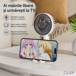 Ventilator mini portabil in 2 culori RAZO, Suport telefon, Reincarcabil, Racire rapida, Design modern, Silentios, Roz-Grena