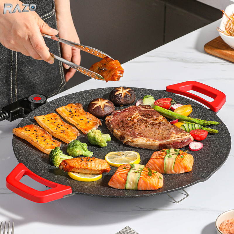 Plita japoneza electrica multifunctionala 1800W RAZO, Suprafata antiaderenta, Incalzire uniforma, Design compact, Usor de curatat, Manere laterale, Picioare anti alunecare, Ideala pentru uz zilnic