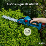 Foarfeca electrica 2 in 1 pentru gradina RAZO, Acumulator 48V, Taiere precisa cu lame interschimbabile, 2 Acumulatori, Design ergonomic, Portabila fara fir