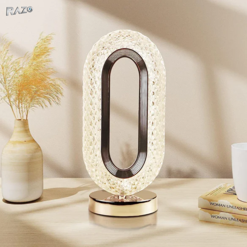 Lampa LED decorativa Crystal RAZO, Control tactil, Reincarcabila USB, Design cristal