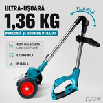 Motocoasa electrica pliabila RAZO, Acumulator 18000 RPM, Telescopica, Tundere eficienta, Design compact fara fir, Tija reglabila, Cap de taiere ajustabil, Acumulator lithium 12V