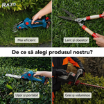 Foarfeca electrica 2 in 1 pentru gradina RAZO, Acumulator 48V, Taiere precisa cu lame interschimbabile, 2 Acumulatori, Design ergonomic, Portabila fara fir