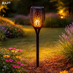 Set 4 lampi solare LED tip flacara RAZO, Iluminat decorativ exterior, Senzor lumina, IP65, Energie solara, 51,5x10x10 cm