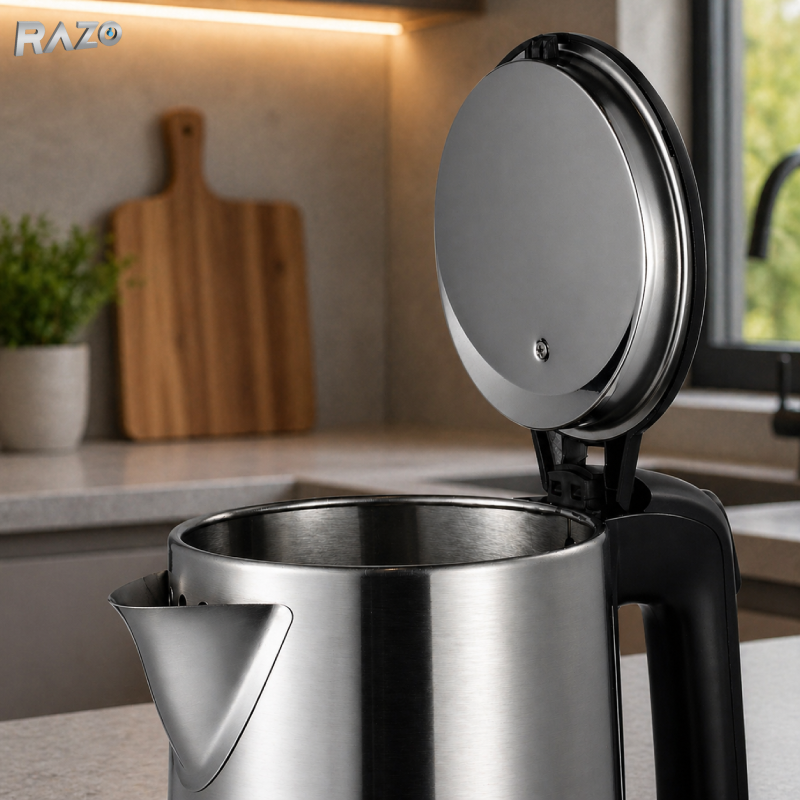 Fierbator electric 2L 1800W RAZO, Baza rotativa 360, Oprire automata, Fierbere rapida, Protectie functionare fara apa, Indicator nivel, Design modern