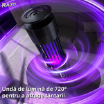 Lampa anti tantari cu iluminare RAZO, 3 temporizatoare, Reincarcabila USB, Captare insecte prin lumina UV, Fara substante chimice, Functionare silentioasa, Design compact