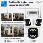 Camera supraveghere WiFi 360 RAZO, Multi lentila cu AI detectie, Night vision color, Monitorizare completa, Vizualizare live pe telefon, Detectie persoane, Tracking automat, Notificari instant, Audio bidirectional, Alarma integrata