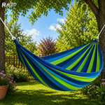 Hamac din bumbac RAZO, Confortabil, Stabil, Bumbac respirabil, Portabil, Usor de montat, Design rustic multicolor, 190x100 cm