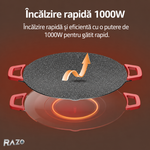 Plita japoneza electrica multifunctionala 1800W RAZO, Suprafata antiaderenta, Incalzire uniforma, Design compact, Usor de curatat, Manere laterale, Picioare anti alunecare, Ideala pentru uz zilnic