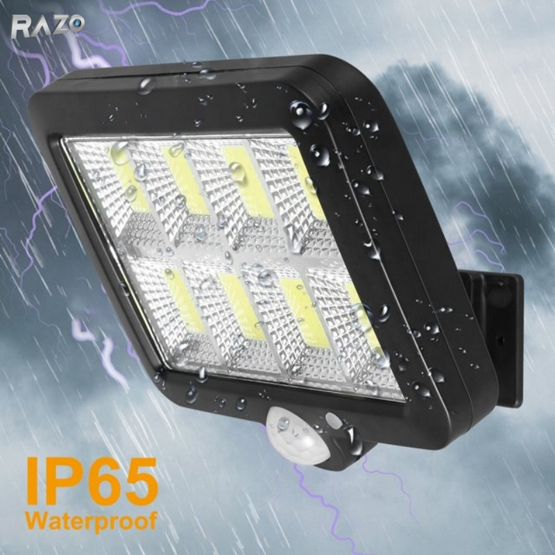 Lampa solara 260LM cu senzor de miscare RAZO, Telecomanda, Rezistenta la apa, Iluminare automata, Incarcare solara, LED, Activare inteligenta pe timp de noapte, Design durabil