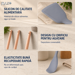 Set ustensile bucatarie din silicon RAZO, Suport depozitare, Rezistente la caldura, Accesorii complete, Design ergonomic, Usor de curatat, Gri