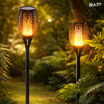 Set 4 lampi solare LED tip flacara RAZO, Iluminat decorativ exterior, Senzor lumina, IP65, Energie solara, 51,5x10x10 cm