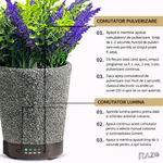 Difuzor aromaterapie tip ghiveci 3 in 1 RAZO, Umidificator Aer, Lumina LED 7 culori, Difuzor uleiuri esentiale, Alimentare USB, Maro