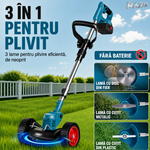 Motocoasa electrica cu roti, 2 acumulatori RAZO, 48V, 4000 mAh, 18000 RPM, Tija telescopica, Multifunctionala, Autonomie extinsa, Wireless