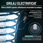 Lampa solara LED si UV anti tantari 2 in 1 RAZO, Iluminare alba, Eliminare insecte cu functie automata, Alimentare solara fara cabluri, Autonomie ridicata, Design rezistent