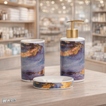 Set baie 3 piese portelan RAZO, Dozator sapun, Pahar, Savoniera, Rezistent, Organizare igiena Design modern