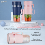 Blender portabil reincarcabil RAZO, Design compact, Usor de transportat, Utilizare rapida oriunde, 450 ml, Albastru deschis