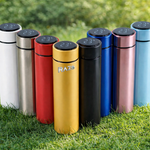 Termos RAZO cu LED, Afisaj digital temperatura, Cana termos inteligenta, 500 ml, Otel inoxidabil, Etansa, Izolatie vacuum 360°, 12h cald/rece, Ideal pentru cafea, ceai si apa