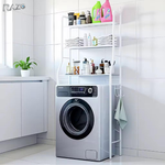 Etajera metalica RAZO pentru masina de spalat, 3 polite, Suport depozitare pentru spatii mici, Otel-carbon anti-rugina, Stabila, Montaj fara gaurire, 65x25 x153 cm, Alb