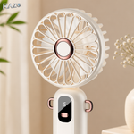 Ventilator mini portabil cu suport telefon RAZO, Reincarcabil USB, 5 viteze, Racire eficienta, Flux de aer reglabil, Design compact, Silentios, Autonomie ridicata, Bej