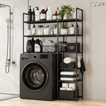 Suport organizator masina de spalat RAZO, 5 niveluri, Metal, Raft depozitare baie, Capacitate 50kg, 160x106x25 cm, Negru