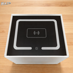 Noptiera RAZO inteligenta, Multifunctionala cu LED, Incarcare wireless, Bluetooth, 3 sertare, Design modern, Alb murdar