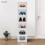 Organizator pantofi pliabil modular RAZO, Plastic rezistent, Design minimalist, Compartimente suprapozabile, Depozitare incaltaminte pentru hol, dormitor, dressing, Alb