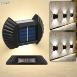 Pachet 4x Lampa solara decorativa de perete Luna Solaris RAZO, LED, Lumina alba calda, IP65