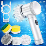 Perie rotativa electrica RAZO GlowClean Magic Brush pentru curatarea baii si bucatariei, 3 accesorii interschimbabile, design compact si ergonomic, functionare cu 4 baterii AA