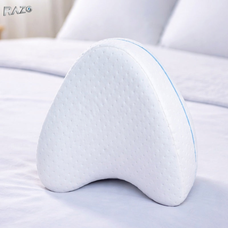 Perna ortopedica RAZO pentru picioare din spuma cu memorie, ergonomica pentru genunchi si alinierea coloanei, cu husa lavabila, dimensiuni 25x25x5 cm