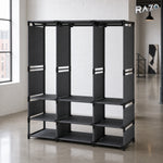 Dulap organizator haine cu rafturi si bara umerase RAZO, Design practic, Multifunctional, 170x130x36 cm, Negru