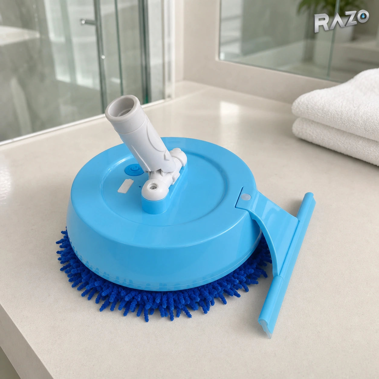 Perie electrică pentru geamuri XM98 cu mâner telescopic, alb și bleu - imagine produs 5